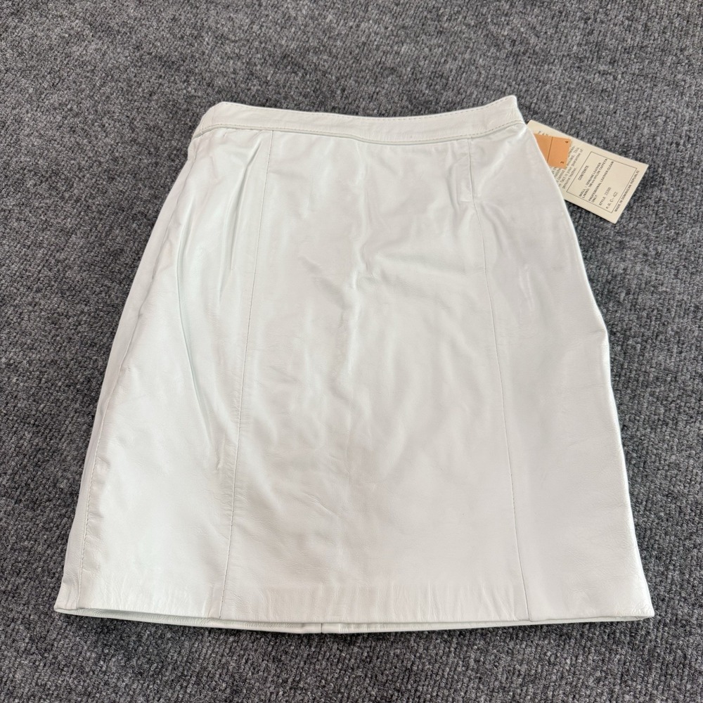 Vintage 80s 90s IOU White Leather Mini Skirt Women`s Sz XXS/XS NWT Deadstock